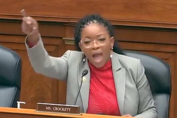 Texas Rep. Jasmine Crockett goes off on "the White man" during a hearing on the Dismantle DEI Act in Washington DC on Nov. 20, 2024.